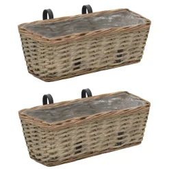 Balkonbakken 2 st 40 cm wicker met PE-voering>vidaXL New