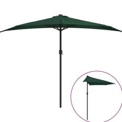 Balkonparasol half met aluminium paal 300x155 cm groen>vidaXL Online