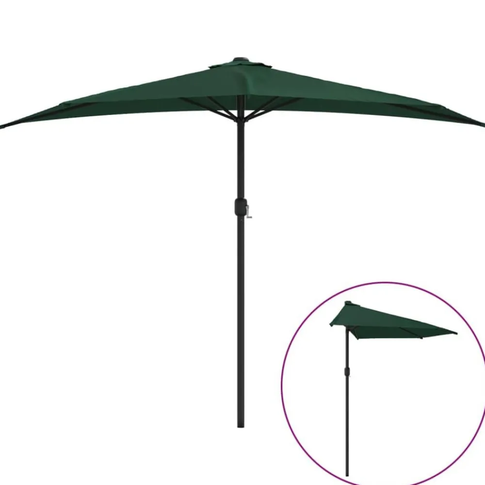 Balkonparasol half met aluminium paal 300x155 cm groen>vidaXL Online