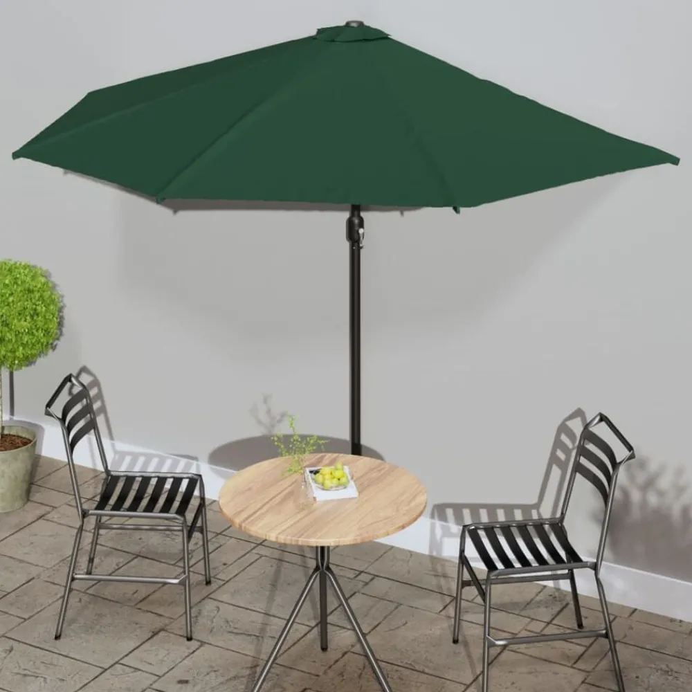 Balkonparasol half met aluminium paal 300x155 cm groen>vidaXL Online