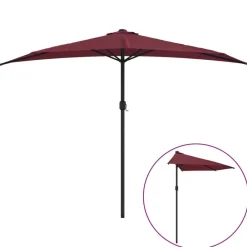 Balkonparasol half aluminium paal 300x155x223 cm bordeaux>vidaXL Hot