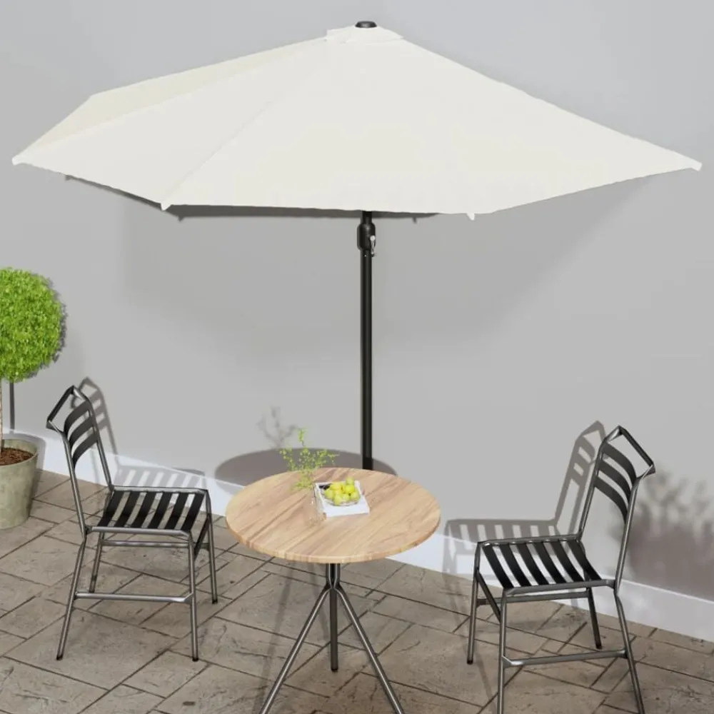Tuin & Gazon*vidaXL Balkonparasol half met aluminium paal 300x155 cm zandkleurig Donker zand