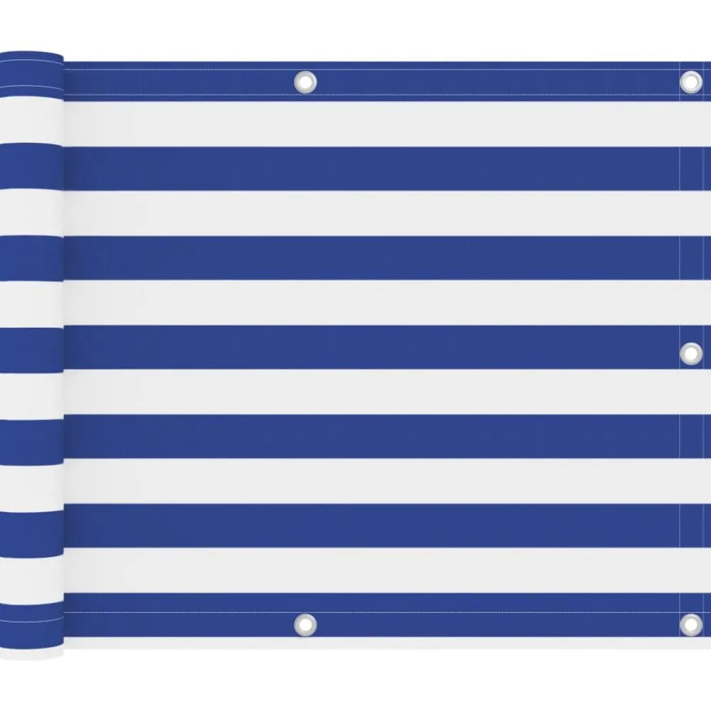 Tuin & Gazon*vidaXL Balkonscherm 75x300 cm oxford stof Wit en blauw