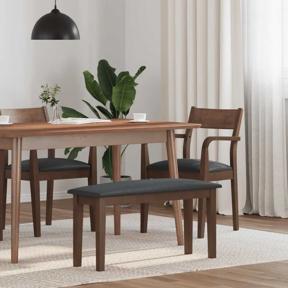 Bank 90 cm massief hout rubber bruin>vidaXL Outlet