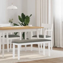 Bankjes*vidaXL Bank 110 cm massief hout wit rubber Wit en grijs