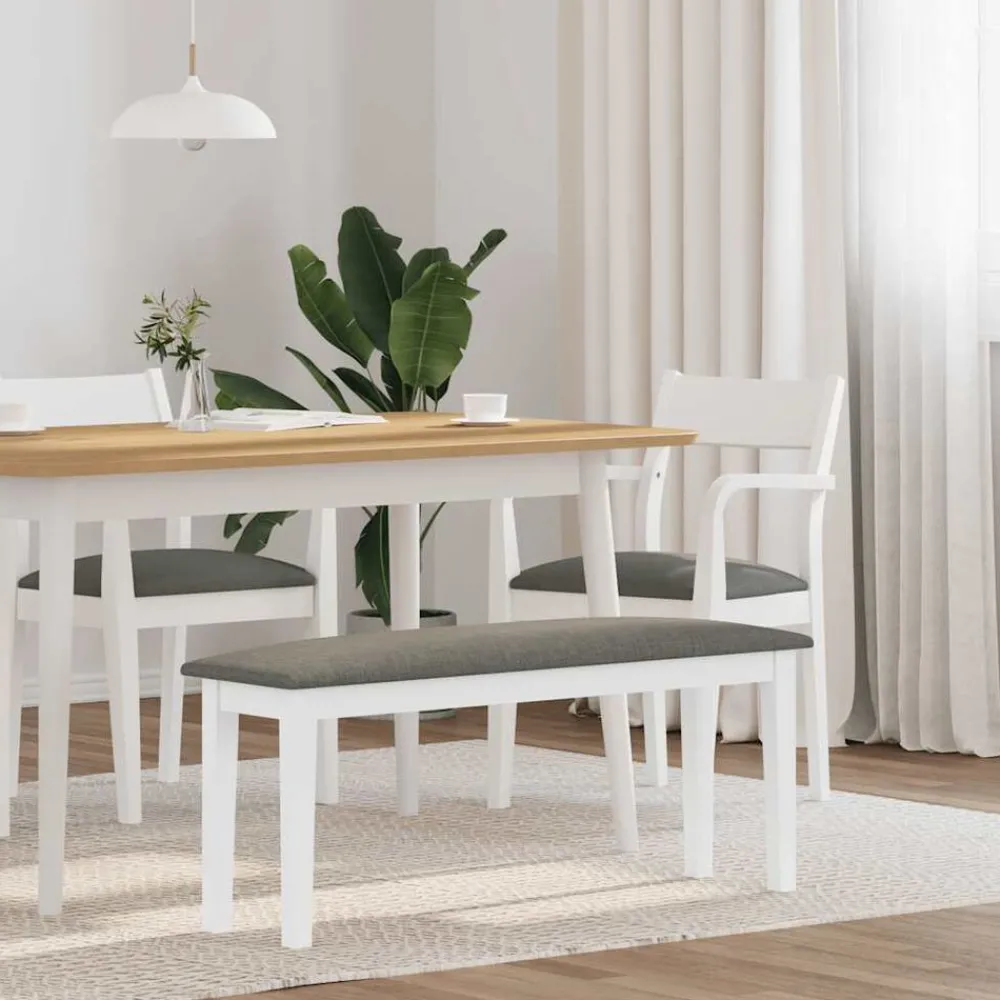 Bankjes*vidaXL Bank 110 cm massief hout wit rubber Wit en grijs