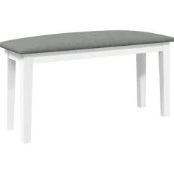 Bankjes*vidaXL Bank 90 cm massief hout rubber wit Wit en grijs