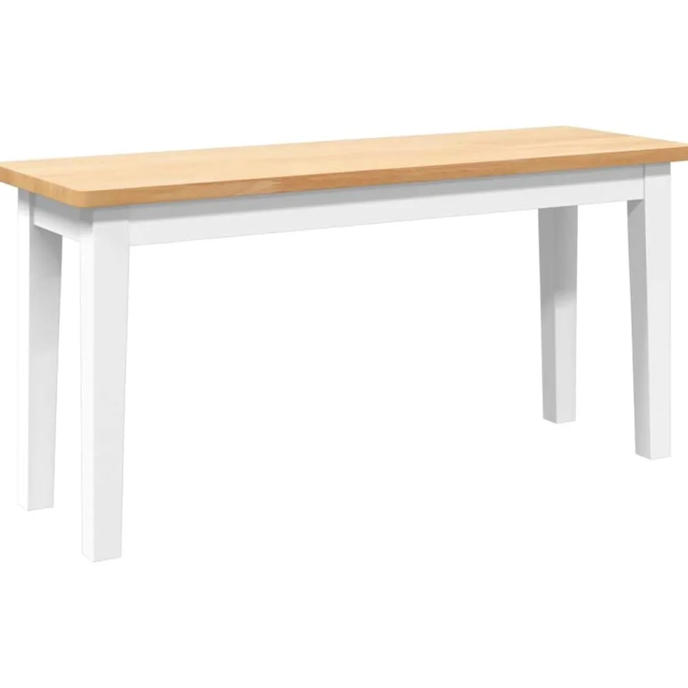 Bankjes*vidaXL Bank 90 cm massief hout rubber wit wit en naturel
