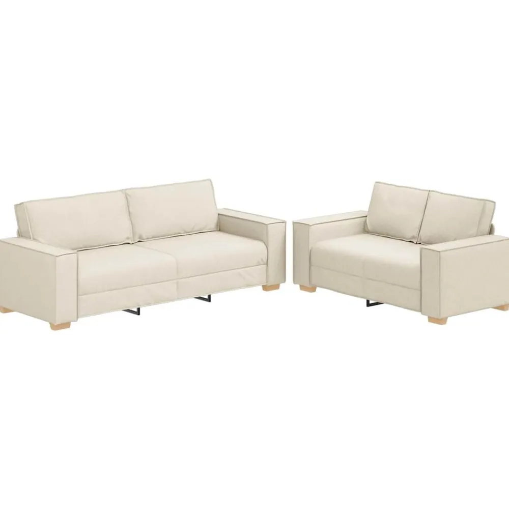 Banken*vidaXL Bank 2 pcs Beige 220 x 80 x 84 cm Linnen-mix stof