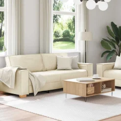Banken*vidaXL Bank 2 pcs Beige 220 x 80 x 84 cm Linnen-mix stof