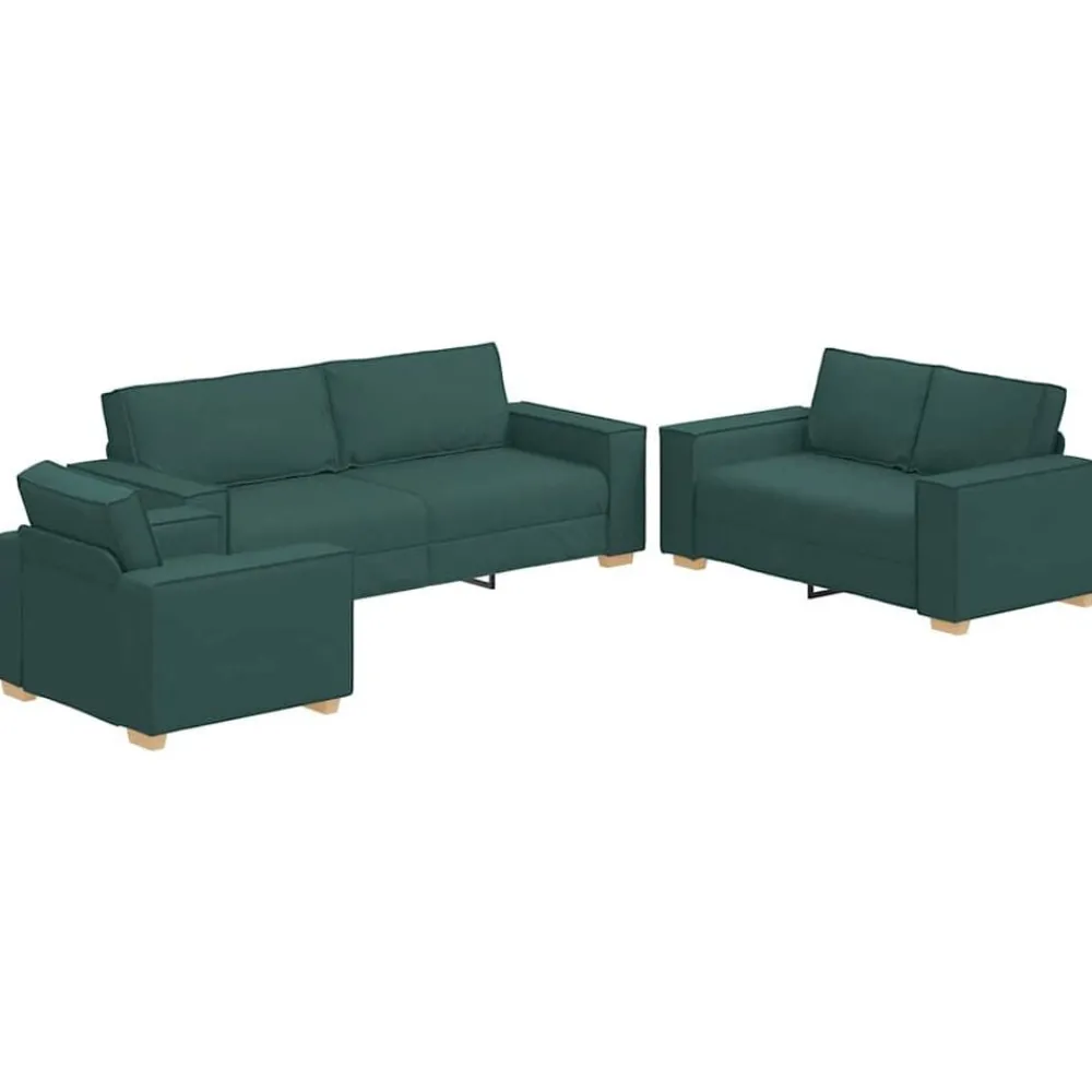 Banken*vidaXL Bank 3 pcs 220 x 80 x 84 cm Linnen-mix stof Donkergroen