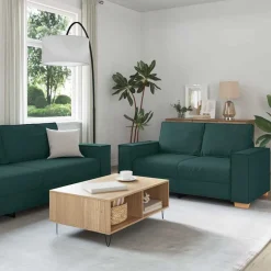 Banken*vidaXL Bank 3 pcs 220 x 80 x 84 cm Linnen-mix stof Donkergroen