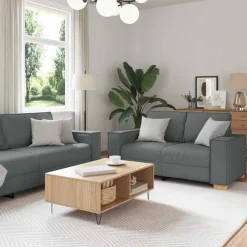 Bank 3 pcs 220 x 80 x 84 cm Linnen-mix stof>vidaXL Clearance