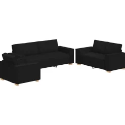 Banken*vidaXL Bank 3 pcs 220 x 80 x 84 cm Linnen-mix stof Zwart