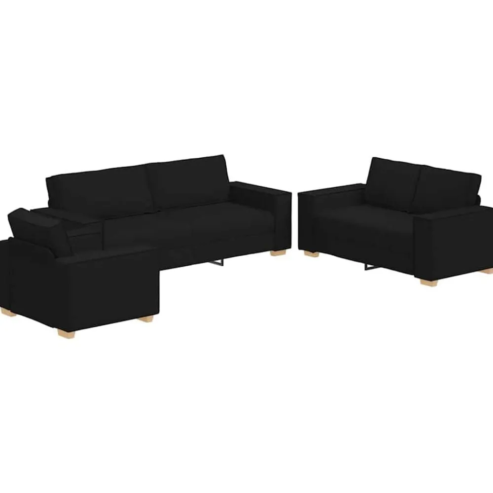 Banken*vidaXL Bank 3 pcs 220 x 80 x 84 cm Linnen-mix stof Zwart