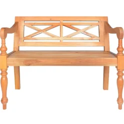 Bankjes*vidaXL Bank Batavia 98 cm massief mahoniehout Lichtbruin