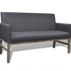Bank met gevoerde kussens stof rubberwood>vidaXL Best