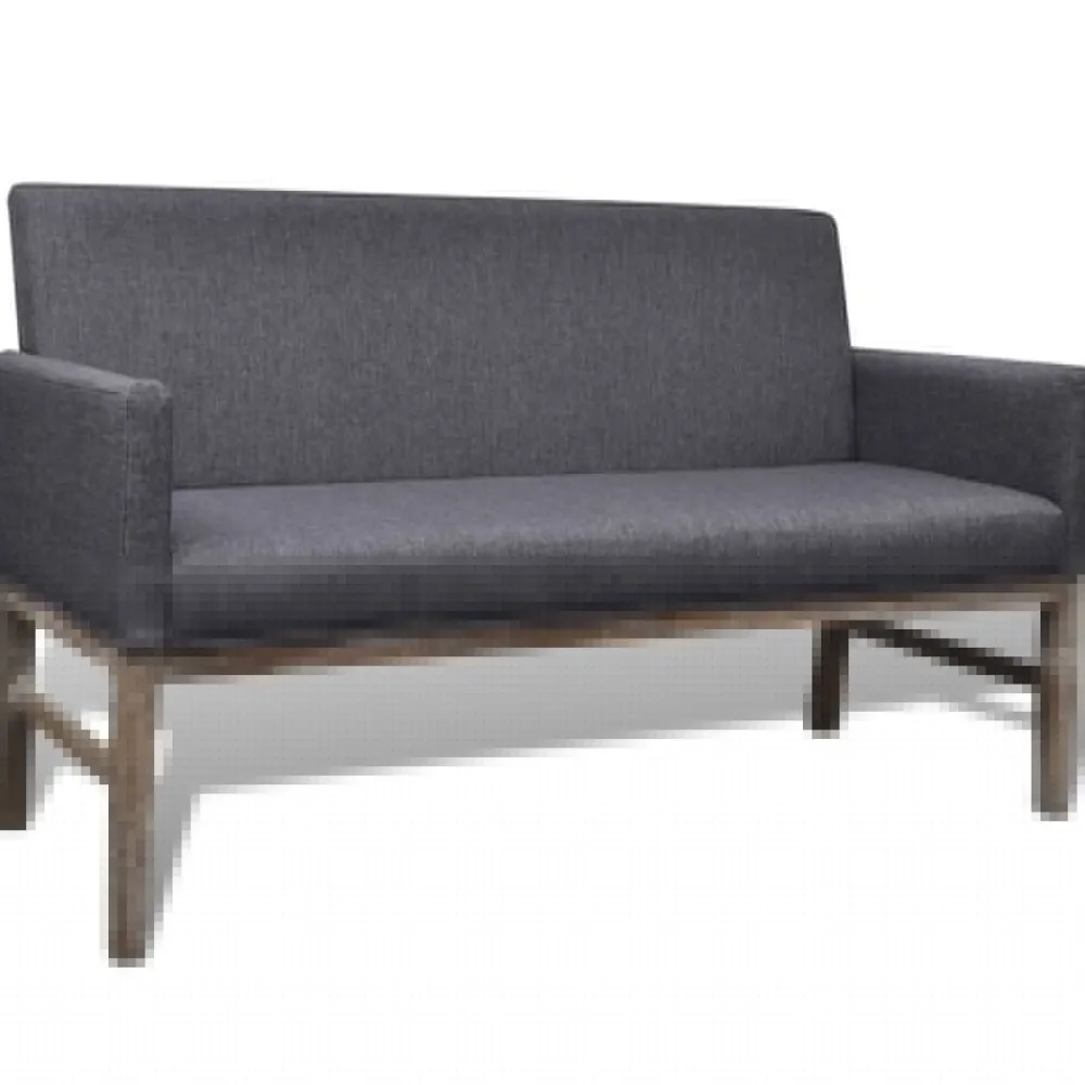 Bank met gevoerde kussens stof rubberwood>vidaXL Best