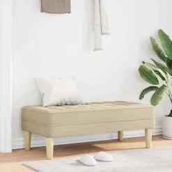 Bankjes*vidaXL Bank met kussen Crème 113 x 57 x 39 cm Stof Cr&egrave;me