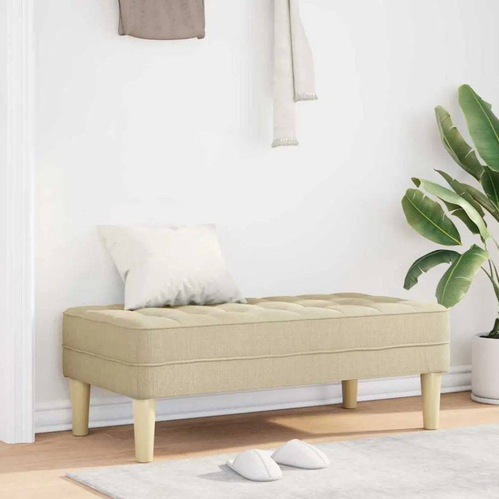 Bankjes*vidaXL Bank met kussen Crème 113 x 57 x 39 cm Stof Crème