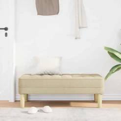 Bankjes*vidaXL Bank met kussen Crème 113 x 57 x 39 cm Stof Crème