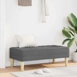 Bankjes*vidaXL Bank met kussen 113 x 57 x 39 cm Stof Donkergrijs