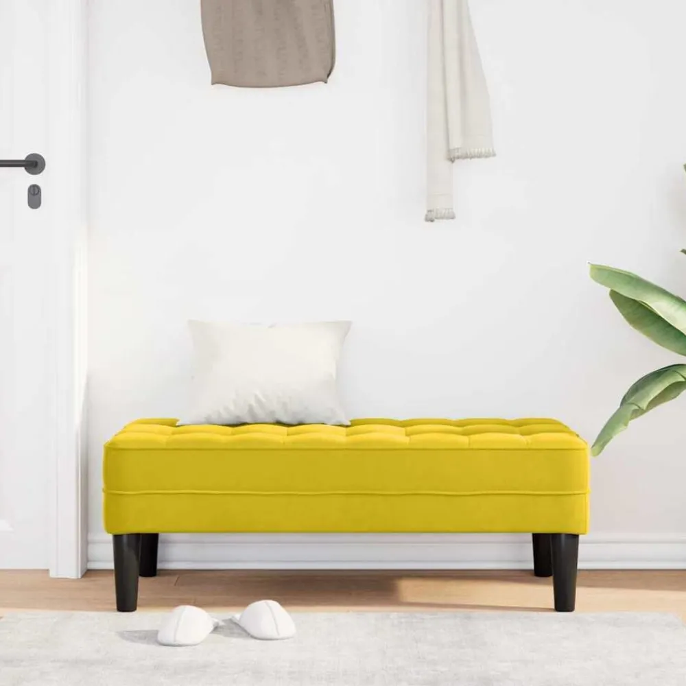 Bankjes*vidaXL Bank met kussen 113 x 57 x 39 cm Fluweel Geel