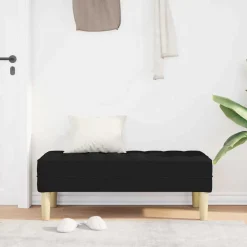 Bankjes*vidaXL Bank met kussen 113 x 57 x 39 cm Stof Zwart