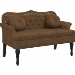 Bankjes*vidaXL Bank met kussens 120,5x65x75 cm kunstsuède Bruin