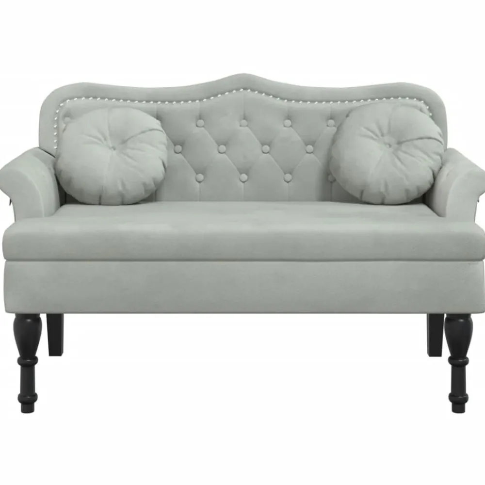 Bankjes*vidaXL Bank met kussens 120,5x65x75 cm fluweel Lichtgrijs