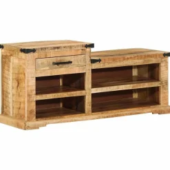 Bank met lade met opslag Bruin 110 x 35 x 50 cm Ruw Mango>vidaXL Online