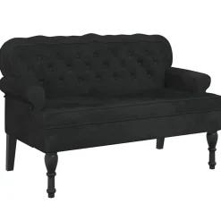Bankjes*vidaXL Bank met rugleuning 119,5x64,5x75 cm fluweel Zwart