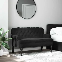 Bankjes*vidaXL Bank met rugleuning 119,5x64,5x75 cm fluweel Zwart