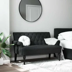 Bankjes*vidaXL Bank met rugleuning 120x62x75,5 cm stof Zwart