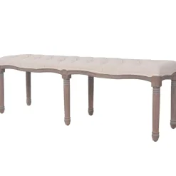 Bankjes*vidaXL Bank 150x40x48 cm linnen massief hout crèmewit Crèmewit