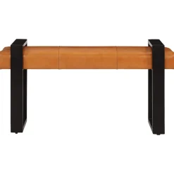 Bankje 110 cm echt geitenleer zwart en bruin>vidaXL Discount