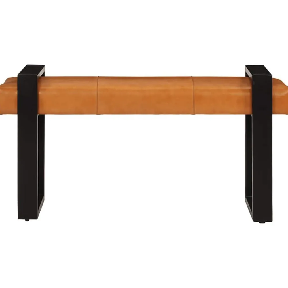 Bankje 110 cm echt geitenleer zwart en bruin>vidaXL Discount