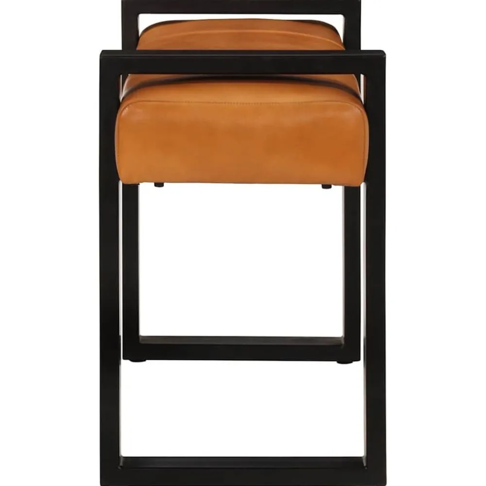 Bankje 110 cm echt geitenleer zwart en bruin>vidaXL Discount