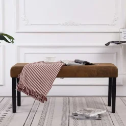 Bankjes*vidaXL Bankje 106 cm kunstsuède Bruin