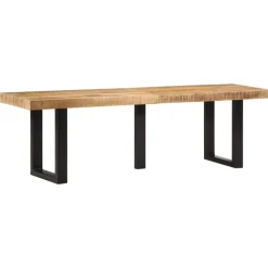 Bankjes*vidaXL Bankje 160 cm massief ruw mangohout en staal Bruin en zwart