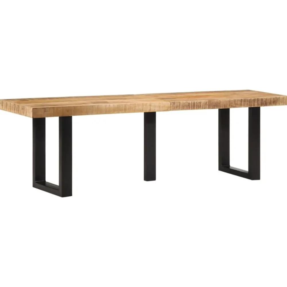 Bankjes*vidaXL Bankje 160 cm massief ruw mangohout en staal Bruin en zwart