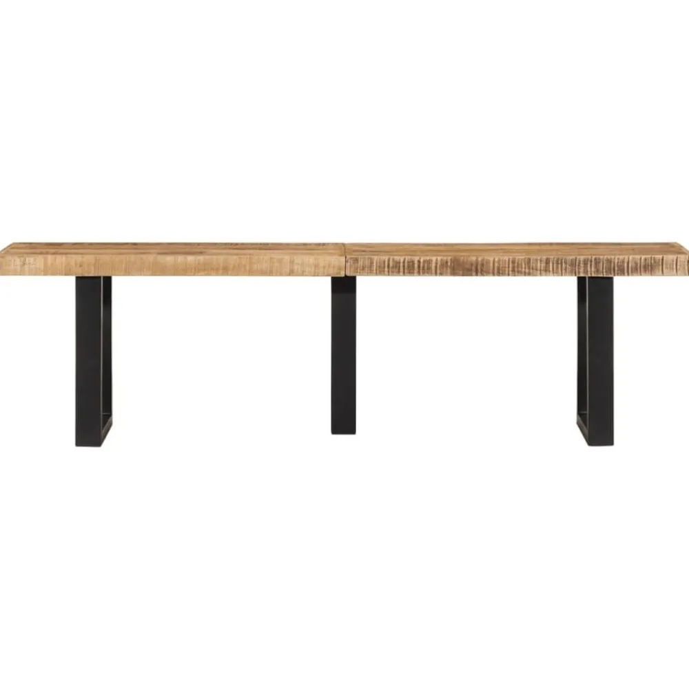 Bankjes*vidaXL Bankje 160 cm massief ruw mangohout en staal Bruin en zwart
