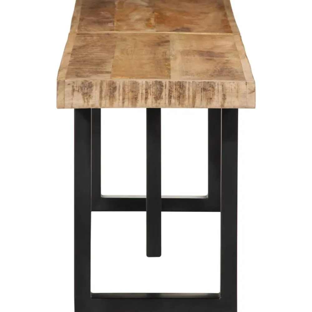 Bankjes*vidaXL Bankje 160 cm massief ruw mangohout en staal Bruin en zwart