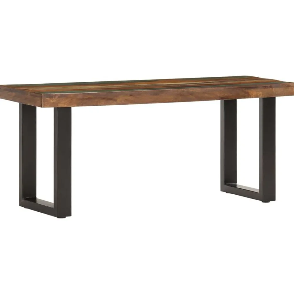 Bankjes*vidaXL Bankje 110 cm massief gerecycled hout en staal Bruin
