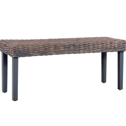 Bankje 110 cm natuurlijk kubu rattan en massief mahoniehout>vidaXL Clearance