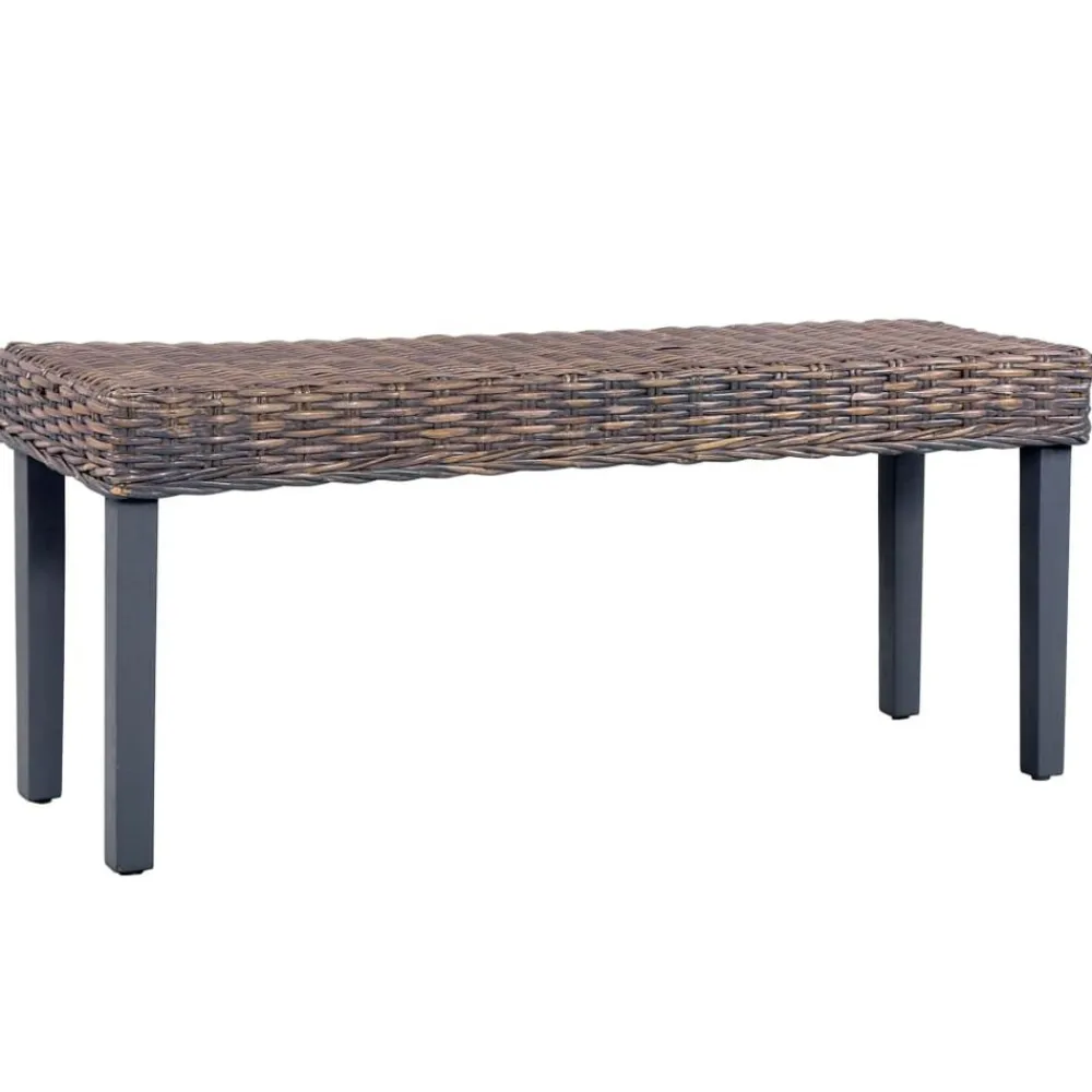 Bankje 110 cm natuurlijk kubu rattan en massief mahoniehout>vidaXL Clearance