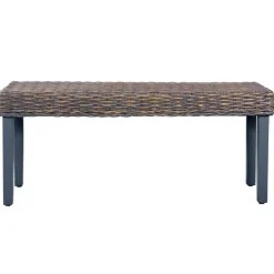 Bankje 110 cm natuurlijk kubu rattan en massief mahoniehout>vidaXL Clearance