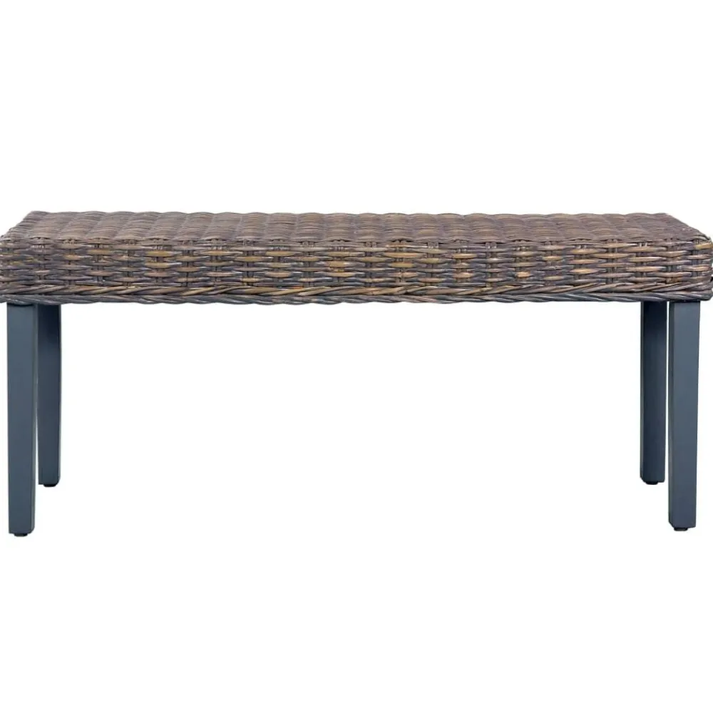 Bankje 110 cm natuurlijk kubu rattan en massief mahoniehout>vidaXL Clearance
