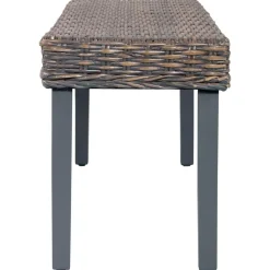 Bankje 110 cm natuurlijk kubu rattan en massief mahoniehout><noscript><img width=