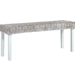 Bankje 110 cm natuurlijk kubu rattan en massief mahoniehout>vidaXL Best